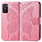 Custodia Portafoglio In Pelle Farfalla Cover con Supporto per Oppo A55S 5G Rosa Caldo