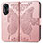 Custodia Portafoglio In Pelle Farfalla Cover con Supporto per Oppo A58 4G Oro Rosa