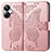 Custodia Portafoglio In Pelle Farfalla Cover con Supporto per Realme 10 Pro+ Plus 5G Oro Rosa