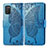 Custodia Portafoglio In Pelle Farfalla Cover con Supporto per Samsung Galaxy F02S SM-E025F Blu