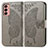 Custodia Portafoglio In Pelle Farfalla Cover con Supporto per Samsung Galaxy F13 4G Grigio