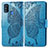 Custodia Portafoglio In Pelle Farfalla Cover con Supporto per Samsung Galaxy M21 Blu