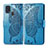 Custodia Portafoglio In Pelle Farfalla Cover con Supporto per Samsung Galaxy M31 Blu