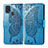 Custodia Portafoglio In Pelle Farfalla Cover con Supporto per Samsung Galaxy M31 Prime Edition Blu