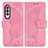 Custodia Portafoglio In Pelle Farfalla Cover con Supporto per Samsung Galaxy Z Fold4 5G Rosa Caldo