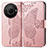 Custodia Portafoglio In Pelle Farfalla Cover con Supporto per Sharp Aquos R8s Pro Oro Rosa