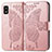 Custodia Portafoglio In Pelle Farfalla Cover con Supporto per Sharp Aquos wish3 Oro Rosa