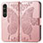 Custodia Portafoglio In Pelle Farfalla Cover con Supporto per Sony Xperia 1 V Oro Rosa