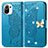 Custodia Portafoglio In Pelle Farfalla Cover con Supporto per Xiaomi Mi 11 5G Blu