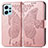 Custodia Portafoglio In Pelle Farfalla Cover con Supporto per Xiaomi Redmi Note 12 4G Oro Rosa