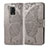 Custodia Portafoglio In Pelle Farfalla Cover con Supporto per Xiaomi Redmi Note 9 Pro Max Grigio