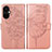 Custodia Portafoglio In Pelle Farfalla Cover con Supporto Y01B per OnePlus Nord CE 3 5G Oro Rosa