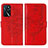 Custodia Portafoglio In Pelle Farfalla Cover con Supporto Y01B per Oppo A16 Rosso