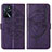 Custodia Portafoglio In Pelle Farfalla Cover con Supporto Y01B per Oppo A16 Viola