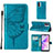 Custodia Portafoglio In Pelle Farfalla Cover con Supporto Y01B per Oppo A77 5G Blu