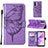 Custodia Portafoglio In Pelle Farfalla Cover con Supporto Y01B per Oppo A77 5G Lavanda