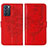 Custodia Portafoglio In Pelle Farfalla Cover con Supporto Y01B per Oppo Reno6 5G Rosso