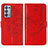 Custodia Portafoglio In Pelle Farfalla Cover con Supporto Y01B per Oppo Reno6 Pro 5G Rosso