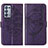 Custodia Portafoglio In Pelle Farfalla Cover con Supporto Y01B per Oppo Reno6 Pro+ Plus 5G Viola