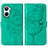 Custodia Portafoglio In Pelle Farfalla Cover con Supporto Y01B per Realme 10 4G Verde