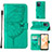 Custodia Portafoglio In Pelle Farfalla Cover con Supporto Y01B per Realme C31 Verde