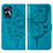 Custodia Portafoglio In Pelle Farfalla Cover con Supporto Y01B per Realme C55 Blu