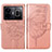 Custodia Portafoglio In Pelle Farfalla Cover con Supporto Y01B per Realme GT5 5G Oro Rosa