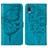 Custodia Portafoglio In Pelle Farfalla Cover con Supporto Y01B per Samsung Galaxy A02 Blu