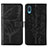 Custodia Portafoglio In Pelle Farfalla Cover con Supporto Y01B per Samsung Galaxy A02 Nero