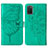 Custodia Portafoglio In Pelle Farfalla Cover con Supporto Y01B per Samsung Galaxy A03s Verde