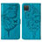 Custodia Portafoglio In Pelle Farfalla Cover con Supporto Y01B per Samsung Galaxy A12 5G Blu