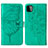 Custodia Portafoglio In Pelle Farfalla Cover con Supporto Y01B per Samsung Galaxy A22 5G Verde