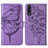 Custodia Portafoglio In Pelle Farfalla Cover con Supporto Y01B per Samsung Galaxy A50 Lavanda