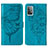 Custodia Portafoglio In Pelle Farfalla Cover con Supporto Y01B per Samsung Galaxy A52 5G Blu