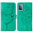 Custodia Portafoglio In Pelle Farfalla Cover con Supporto Y01B per Samsung Galaxy A52 5G Verde