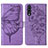 Custodia Portafoglio In Pelle Farfalla Cover con Supporto Y01B per Samsung Galaxy A70S Lavanda