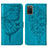 Custodia Portafoglio In Pelle Farfalla Cover con Supporto Y01B per Samsung Galaxy F02S SM-E025F Blu