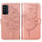 Custodia Portafoglio In Pelle Farfalla Cover con Supporto Y01B per Samsung Galaxy F52 5G Oro Rosa