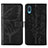 Custodia Portafoglio In Pelle Farfalla Cover con Supporto Y01B per Samsung Galaxy M02 Nero