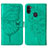 Custodia Portafoglio In Pelle Farfalla Cover con Supporto Y01B per Samsung Galaxy M11 Verde