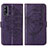 Custodia Portafoglio In Pelle Farfalla Cover con Supporto Y01B per Vivo iQOO Z3 5G Viola