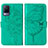 Custodia Portafoglio In Pelle Farfalla Cover con Supporto Y01B per Vivo V21 5G Verde