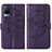 Custodia Portafoglio In Pelle Farfalla Cover con Supporto Y01B per Vivo V21 5G Viola