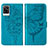 Custodia Portafoglio In Pelle Farfalla Cover con Supporto Y01B per Vivo V21e 4G Blu