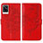 Custodia Portafoglio In Pelle Farfalla Cover con Supporto Y01B per Vivo V21e 4G Rosso