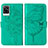 Custodia Portafoglio In Pelle Farfalla Cover con Supporto Y01B per Vivo V21e 4G Verde