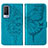 Custodia Portafoglio In Pelle Farfalla Cover con Supporto Y01B per Vivo V21e 5G Blu