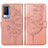 Custodia Portafoglio In Pelle Farfalla Cover con Supporto Y01B per Vivo V21e 5G Oro Rosa