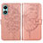 Custodia Portafoglio In Pelle Farfalla Cover con Supporto Y01B per Vivo Y02S Oro Rosa