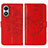 Custodia Portafoglio In Pelle Farfalla Cover con Supporto Y01B per Vivo Y02S Rosso